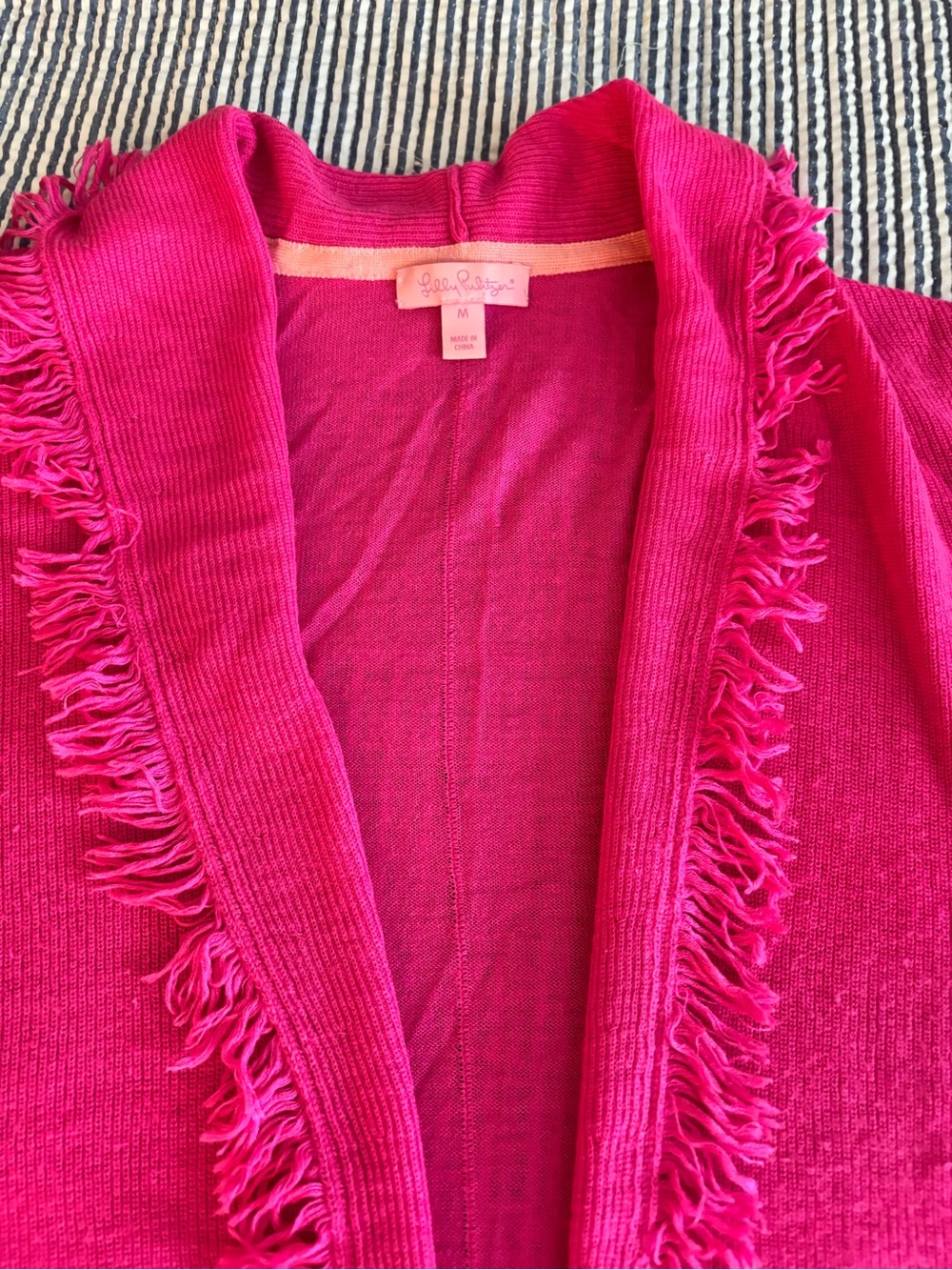 Pretty Fuchsia Fringe Open Cardigan - Picture 4 of 10